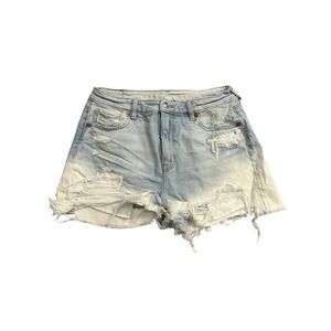 American Eagle Denim Shorts Womens 4 Light Blue Ombre Excellent Distressed High